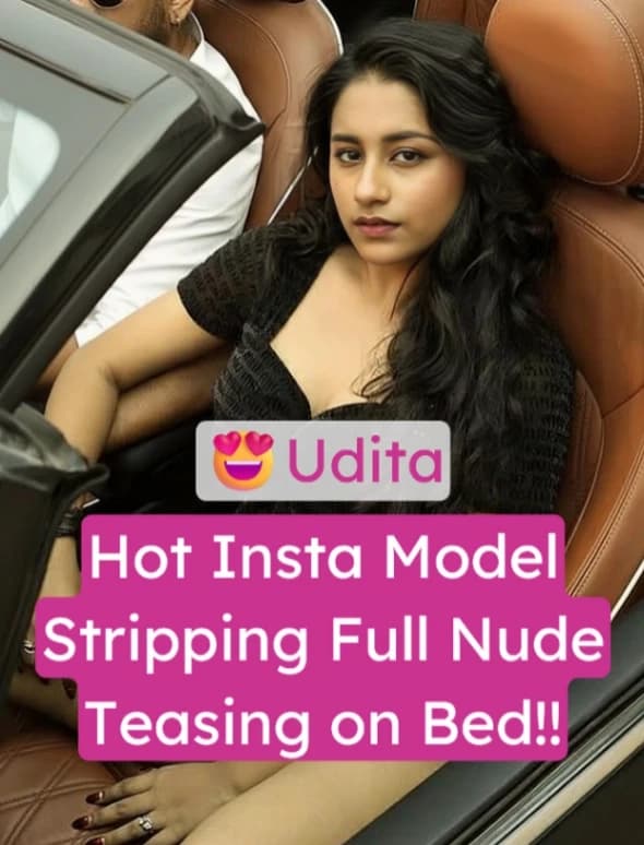 Insta Cutie Udita Stripping Nude on Stairs Teasing Topless on Bed - Image 1