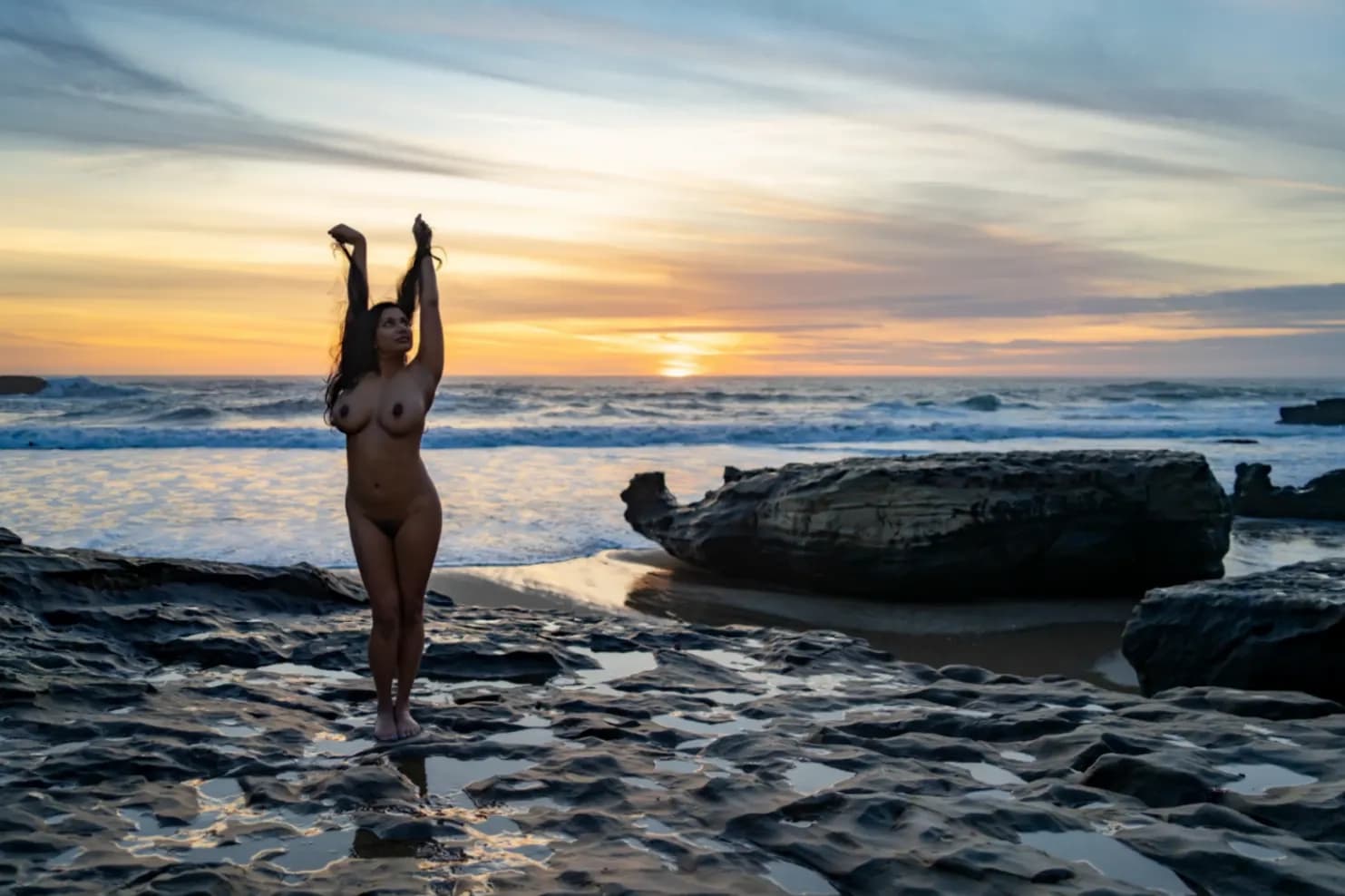 Dakini Devi Nude in Nature Bathing with Her Fat Tits and Wet Pussy on Display - Image 3